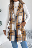 Checkered Print Lapel Sleeveless Vest