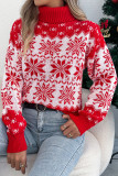 Christmas Snowflake Print High Neck Sweater