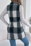 Checkered Print Lapel Sleeveless Vest