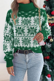 Christmas Snowflake Print High Neck Sweater