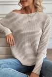 Poluoge Off Shoulder Casual Knitted Sweatshirt
