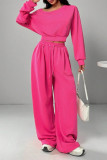 One Shoulder Loose Knit Short Long Sleeved Pants Set