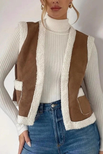Autumn Winter Plush Sleeveless Cardigan Vest
