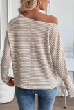 Poluoge Off Shoulder Casual Knitted Sweatshirt