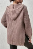 Solid Color Long Sleeved Hooded Sweatshirt Sweater