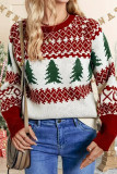 Christmas Print Round Neck Long Sleeve Sweater