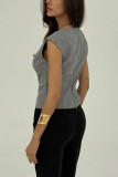 Solid Color Sleeveless Waistband Vest
