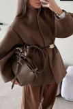 Solid Color Long Sleeved Loose Waist Woolen Coat