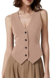 V-neck Sleeveless Button Up Cardigan Vest