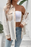 Lace Patchwork Lapel Long Sleeved Shirt