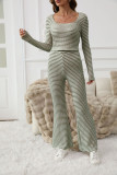 Striped Shirt Wide Leg Pants Two-piece Set