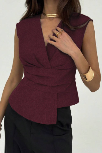 Solid Color Sleeveless Waistband Vest
