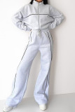Zipper Cardigan Wide Leg Pants Two-piece Set