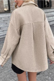 Lapel Long Sleeved Cardigan Woolen Coat