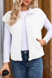 Solid Color Zipper Short Sleeved Cardigan Vest