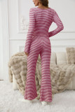 Striped Shirt Wide Leg Pants Two-piece Set
