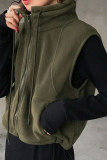 Solid Color Zipper Sleeveless Vest Jacket