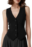 V-neck Sleeveless Button Up Cardigan Vest