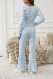 Striped Shirt Wide Leg Pants Two-piece Set