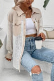 Lace Patchwork Lapel Long Sleeved Shirt