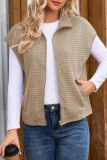 Solid Color Zipper Short Sleeved Cardigan Vest