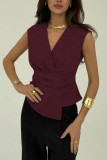 Solid Color Sleeveless Waistband Vest