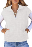 Solid Color Zipper Short Sleeved Cardigan Vest