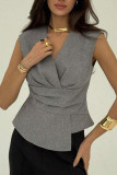 Solid Color Sleeveless Waistband Vest