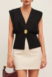 Solid Color Deep V-neck Sleeveless Vest