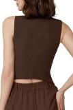 V-neck Sleeveless Button Up Cardigan Vest