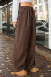 Solid Color Elastic Waist Wide Leg Pants