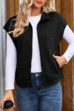 Solid Color Zipper Short Sleeved Cardigan Vest