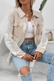 Lace Patchwork Lapel Long Sleeved Shirt