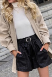 Lapel Long Sleeved Cardigan Woolen Coat