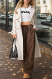 Solid Color Elastic Waist Wide Leg Pants