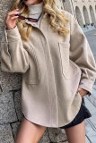 Lapel Long Sleeved Cardigan Woolen Coat
