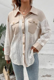 Lace Patchwork Lapel Long Sleeved Shirt