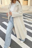 Solid Color Lapel Long Sleeved Trench Coat Jacket