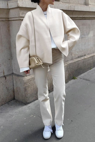 Solid Color Long Sleeved Cardigan Jacket