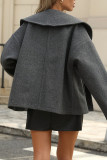 Solid Color Long Sleeved Woolen Jacket