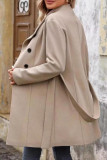 Solid Color Lapel Long Sleeved Woolen Coat