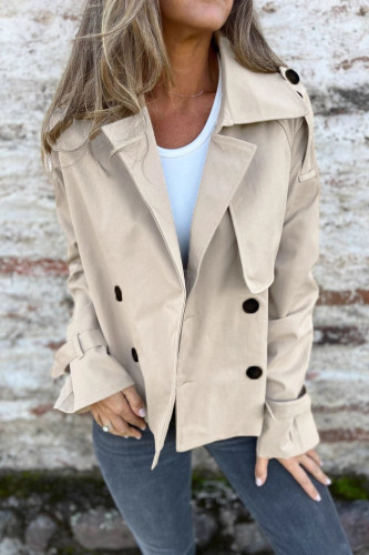 Solid Color Lapel Windbreaker Jacket