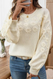 Daisy 3D Embroidered Round Neck Sweater