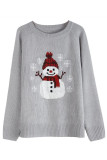 Christmas Snowman Round Neck Long Sleeved Sweater