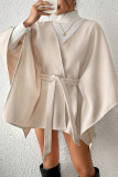 Solid Color Waist Cinched Cloak Jacket