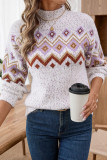 Half High Collar Long Sleeved Knitted Sweater