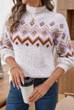 Half High Collar Long Sleeved Knitted Sweater