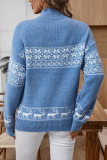 Christmas Snowflake Print Round Neck Sweater