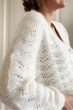 Hollow Out Long Sleeved V-neck Cardigan Sweater