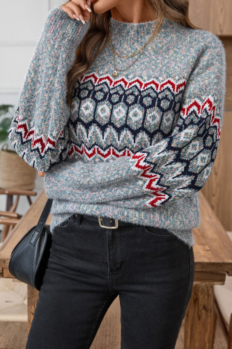 Half High Neck Long Sleeved Knitted Sweater